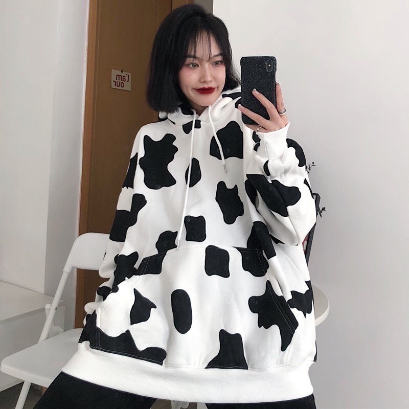 Áo khoác nỉ hoodie Bò Sữa form rộng áo nỉ bông nam nữ Unisex GAHD2 Guvia