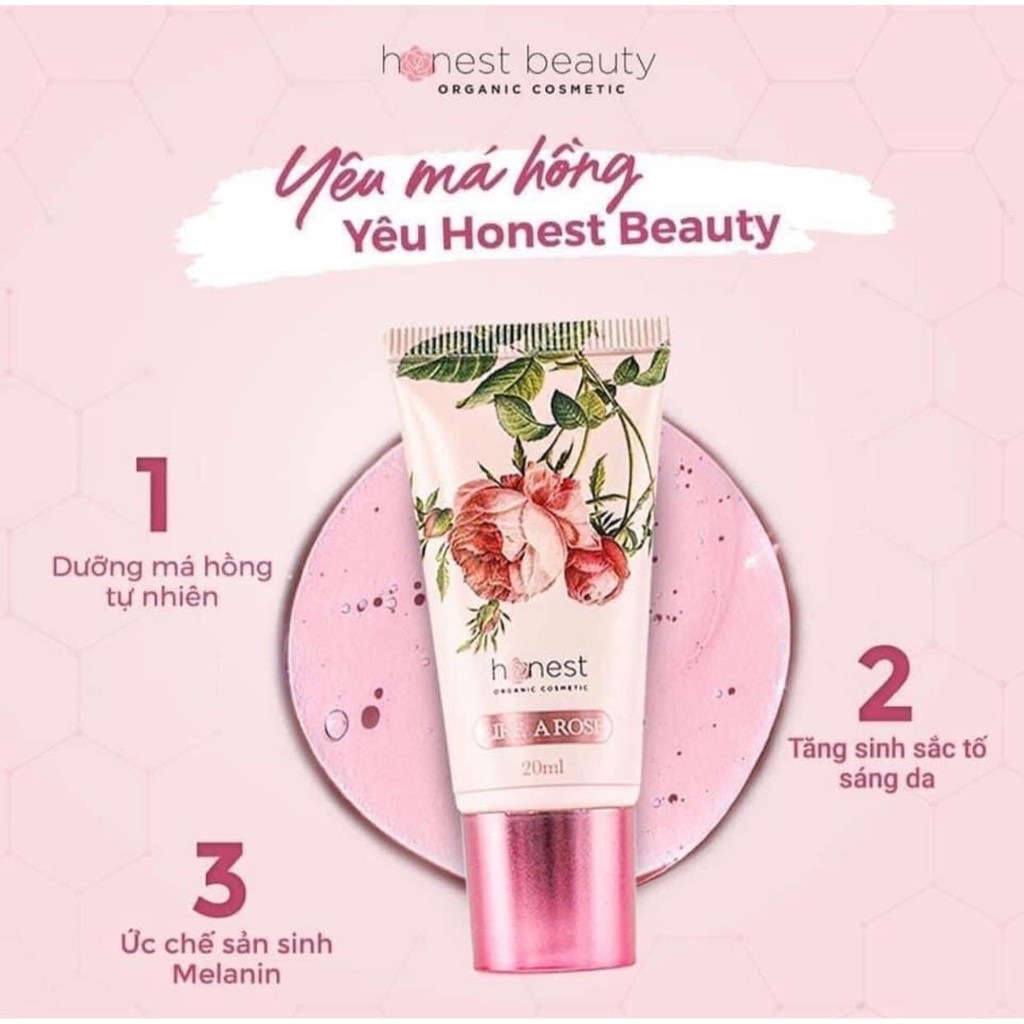 Kem dưỡng da tạo má Hồng hữu cơ, tự nhiên không make up HONEST BEAUTY LIKE A ROSE