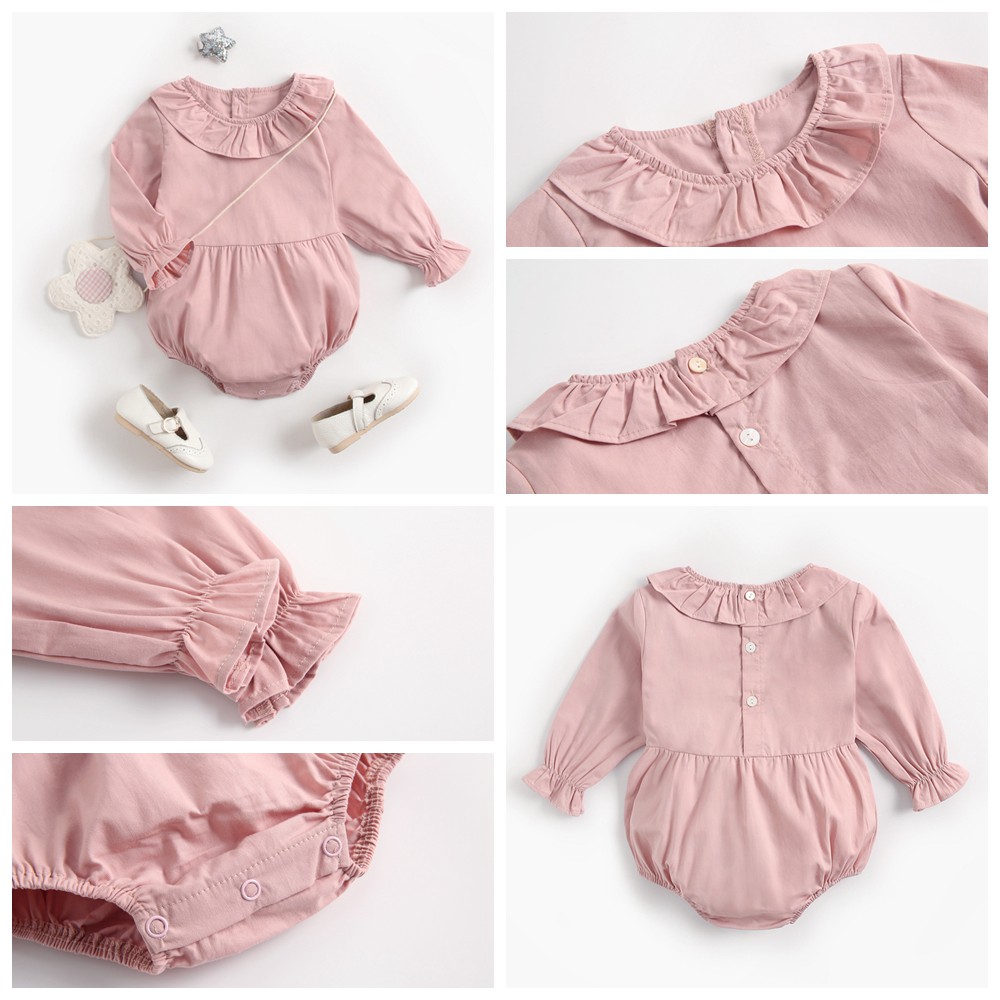 Áo liền quần Sanlutoz tay dài bằng cotton phong cách công chúa cho bé gái (3 màu)