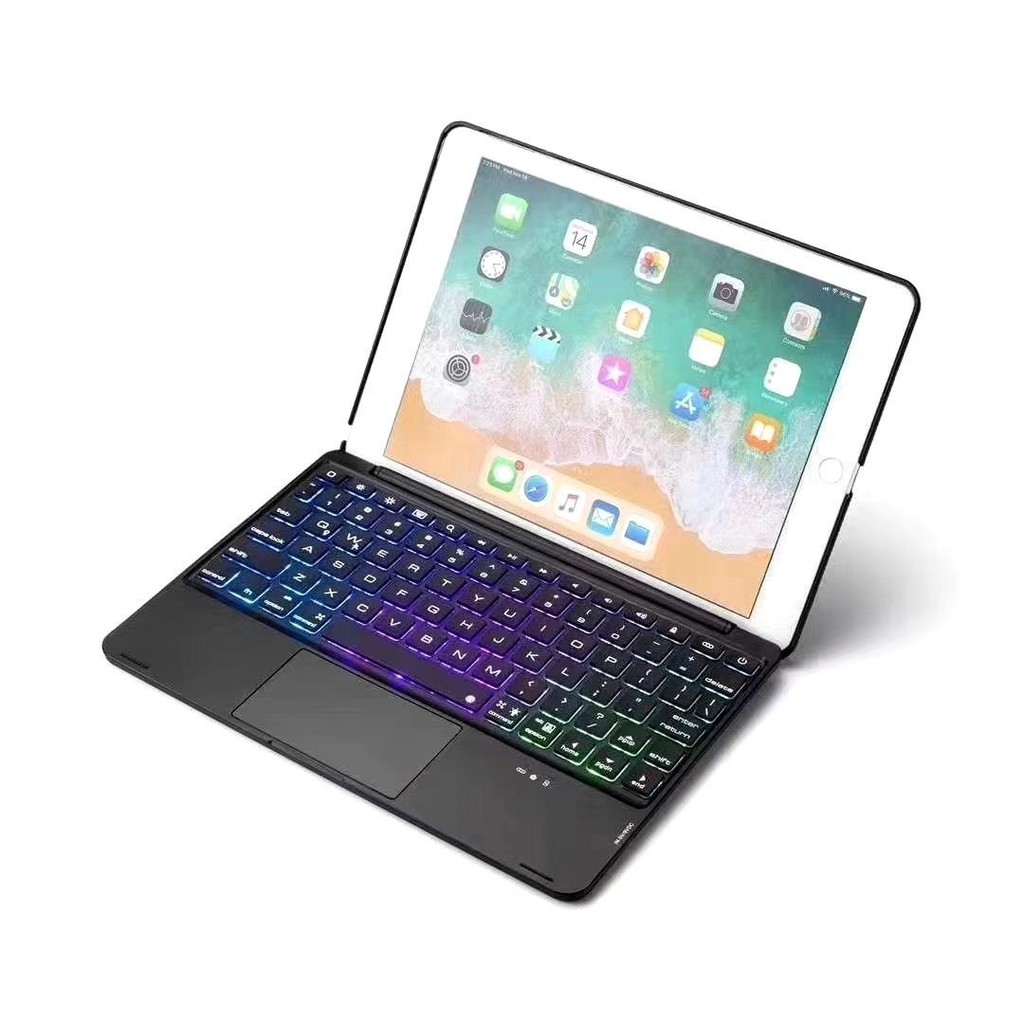 Bàn phím bluetooth cho ipad air/ iPad 2017/ Ipad 2018 - 7 màu đèn cho bàn phím - có chuột touchpad