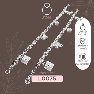 Lắc tay nữ Bạc Ý Italy S925 lắc xoắn gắn charm xi bach kim 18K cao cấp L0075 | Mi.A Trang sức bạc