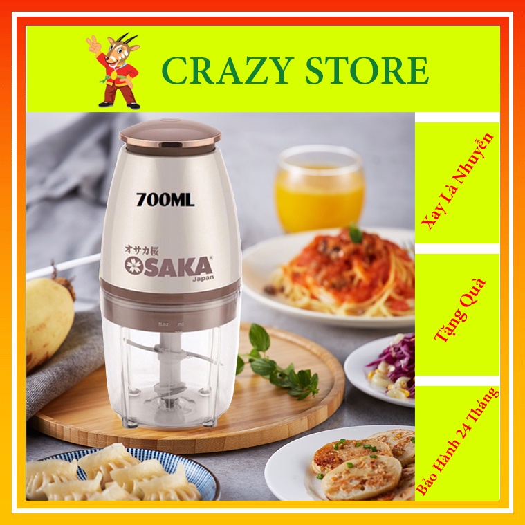Máy Xay Đa Năng Osaka Japan - Máy Xay Sinh Tố, Thịt Cao Cấp - Lưỡi Dao Lớn, Trục Xoay Chuyên Dụng - Có Vạch ml