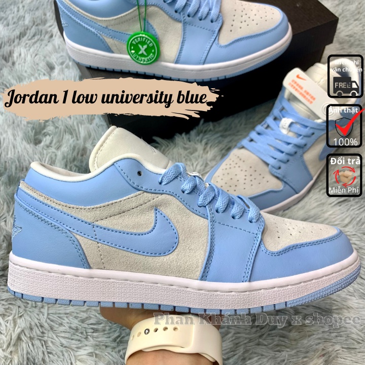 [ Pkdsneaker25 ] Giày Jordan 1 xanh dương cổ thấp University low blue nam nữ hàng tiêu chuẩn