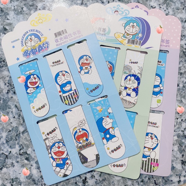 Set Bookmark đánh dấu trang sách nam châm hình Doraemon (set 6 cái)
