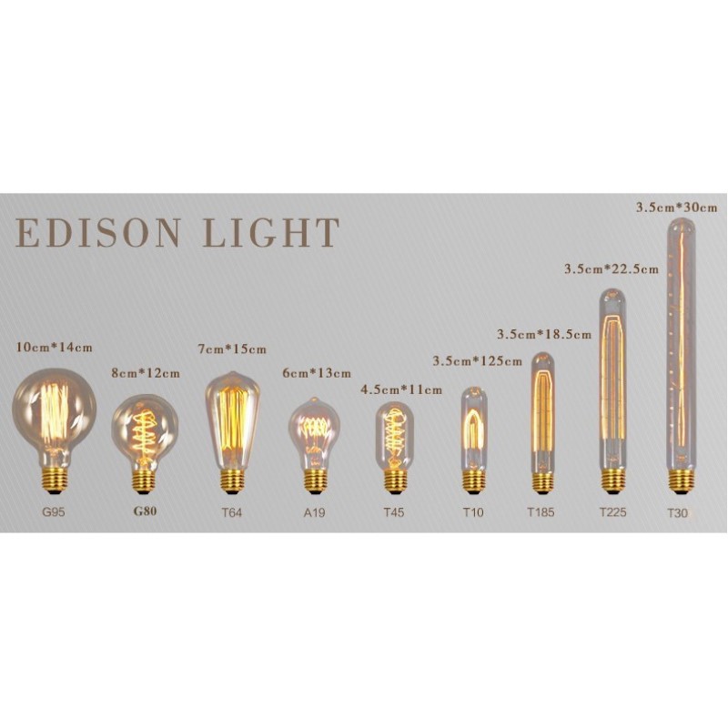 Triple Awaken Bóng đèn cổ điển Edison 40W cổ điển ST64 / G125 / G95 / G80 / T225 / T185 / T125 / C35 - 2200K Trắng ấm - Thủy tinh hổ phách - Bóng đèn sợi đốt