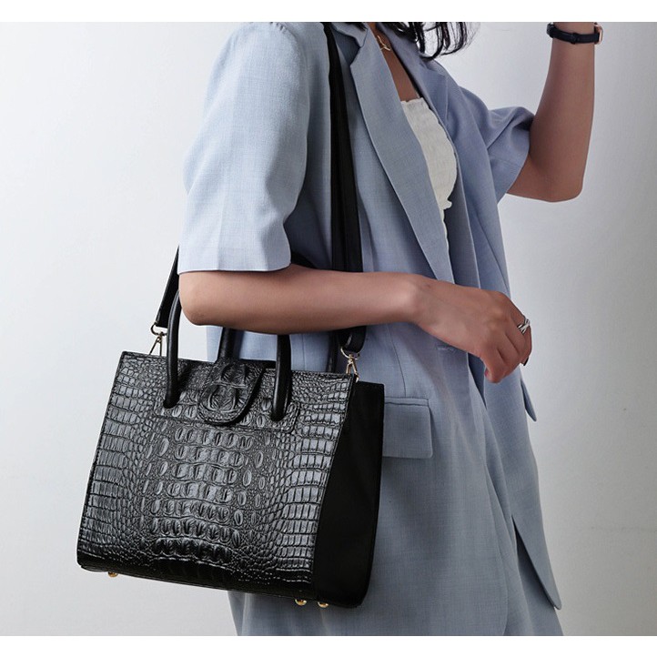 Túi xách nữ công sở cao cấp, túi da đeo chéo vân cá sấu thời trang Âu Mỹ Chip Xinh TX20