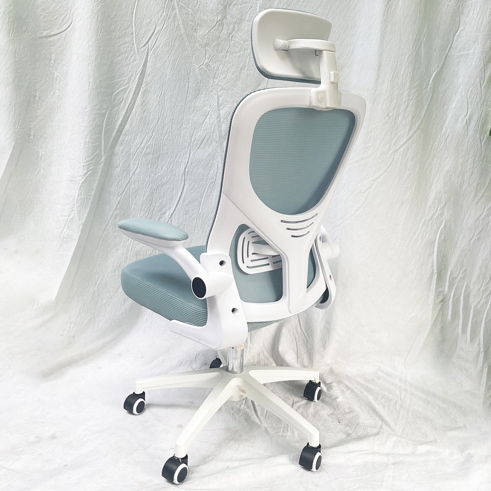 Ghế Văn Phòng Có Tựa Đầu Tay Lật Màu Xanh TM8332T