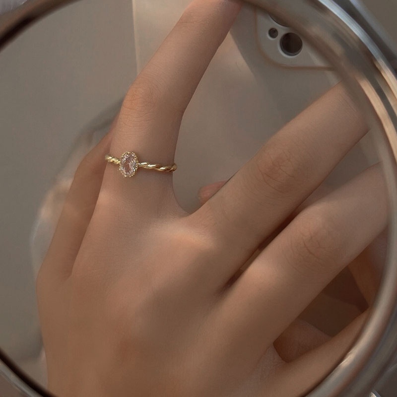 Nhẫn Mạ Vàng Đính Đá Zircon Lớn Sang Trọng Làm Quà Tặng Sinh Nhật