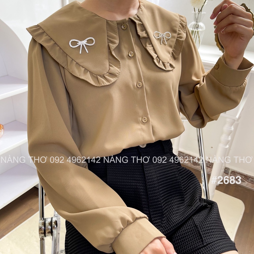 Áo sơ mi cổ bèo Ulzzang 5 màu, tiểu thư, siêu xinh  2683
