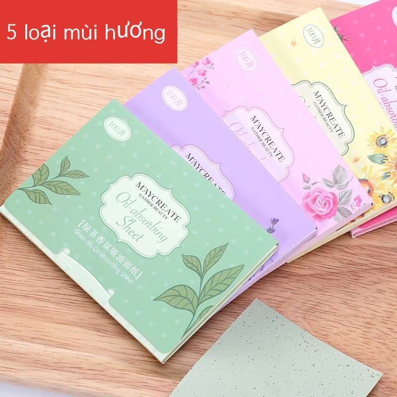 [Mua 5 tặng 1] Giấy thấm dầu Maycreate/ Oil absorbing sheet Maycreate- 100 sheet