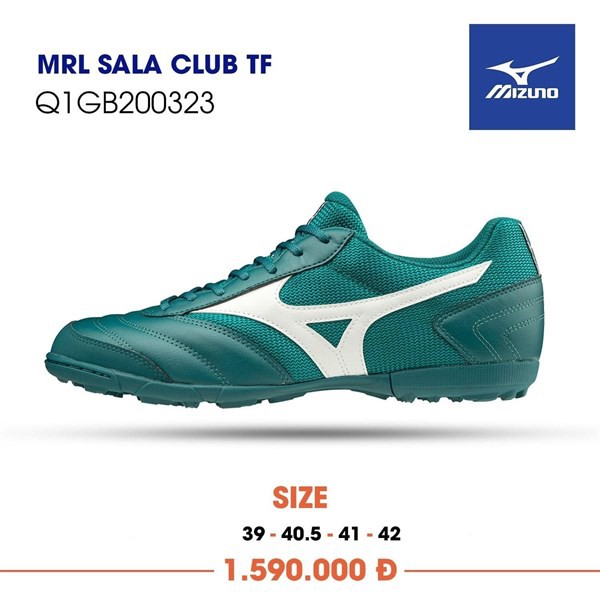 Giày Bóng Đá Cỏ Nhân Tạo Chính Hãng Mizuno Mrl Sala Club Xanh Ngọc TF