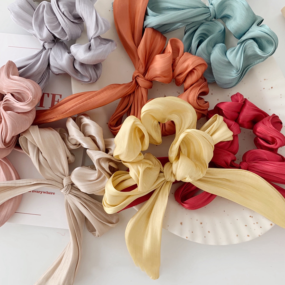 Dây thun buộc tóc họa tiết nơ và hoa co giãn thời trang cho nữ