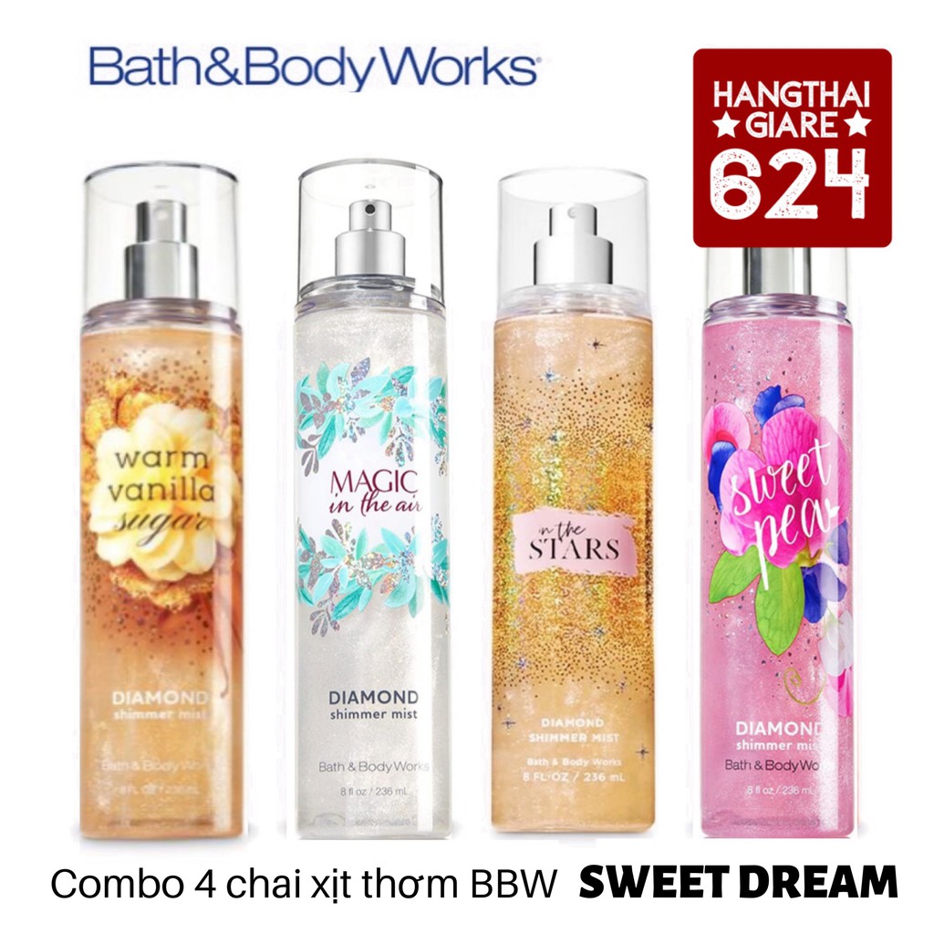 Xịt Thơm Toàn Thân Ánh Nhũ Kim Tuyến Shimmer Body Mist "SWEET DREAM"- Kèm Mẫu Thử 30ml 🍋🥥🍒🍑 [Có sẫn]