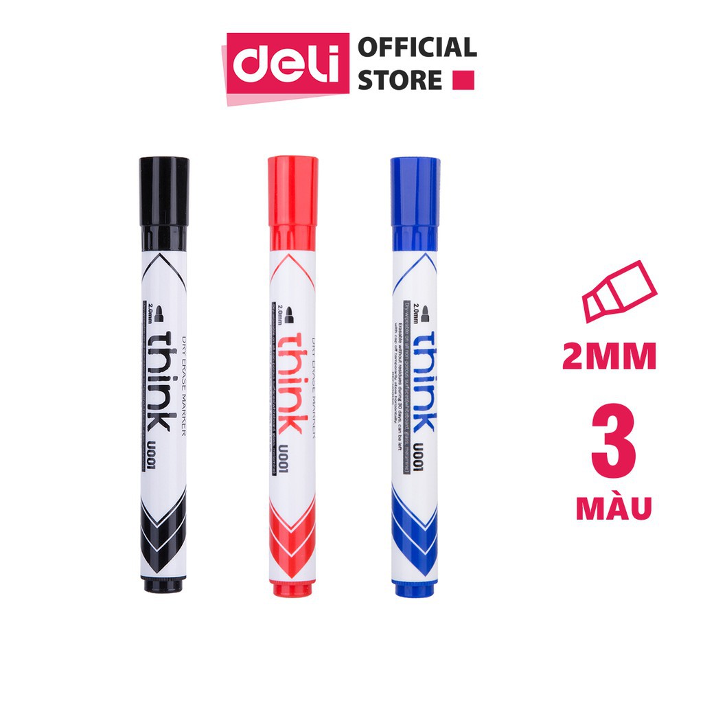 Bút viết bảng - Mực xanh/đen/đỏ - Deli EU00120/ EU00130 / EU00140