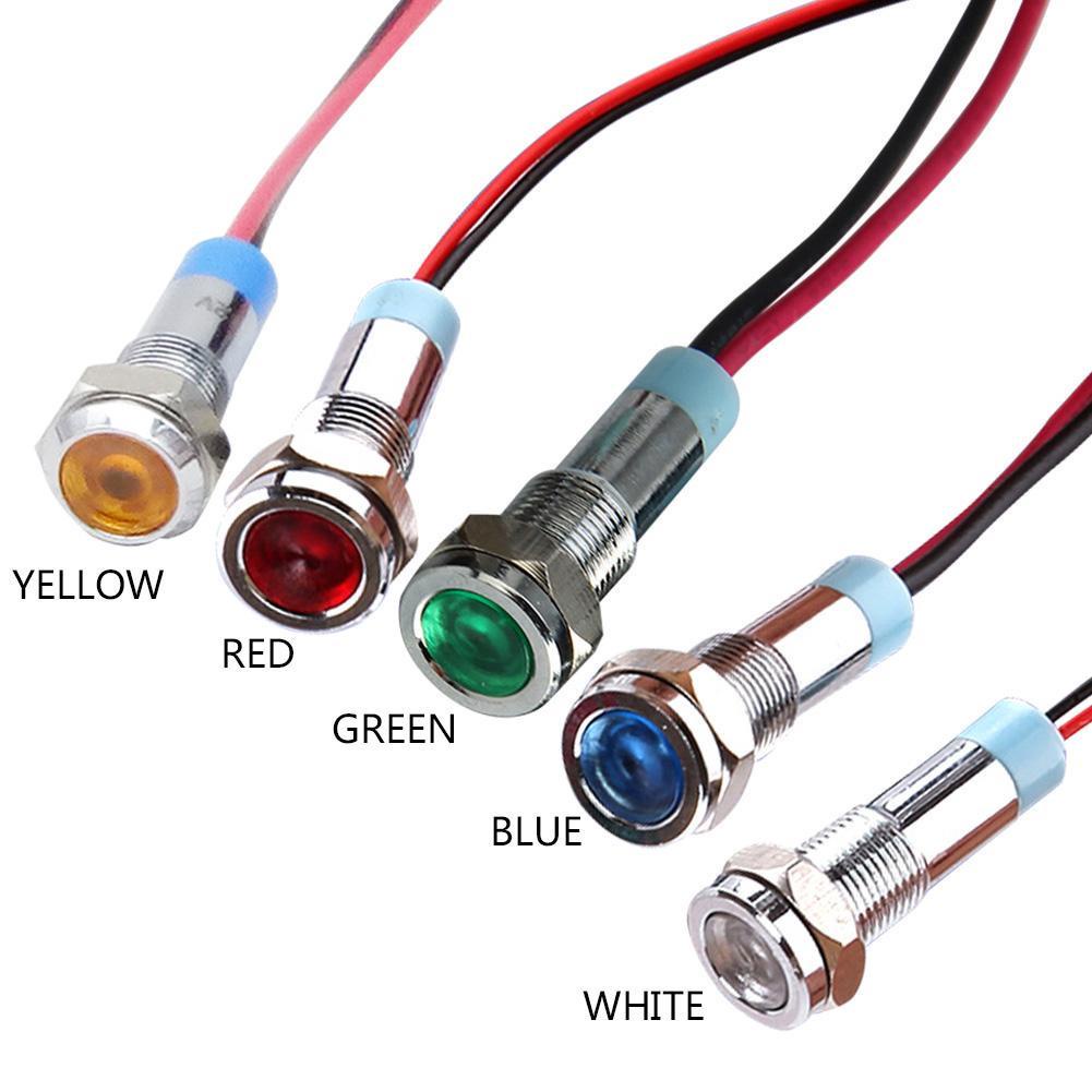 Đèn LED tín hiệu cảnh báo bằng kim loại 8mm 12V G6J7 24V 6V O4G8 220V B9O6