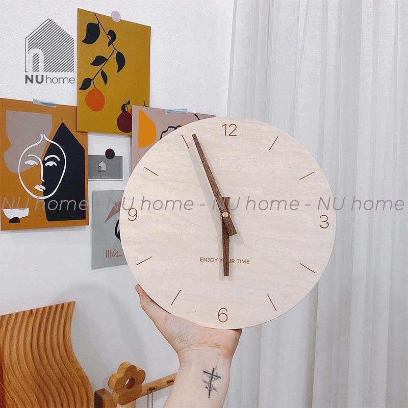 nuhome.vn | Đồng hồ gỗ treo tường phong cách tối giản 🎏 FREESHIP🎏sản phẩm đầy đủ pin, dây móc treo