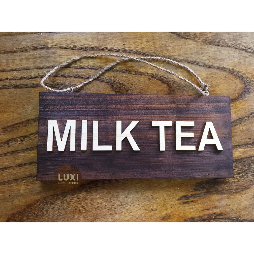 Bảng gỗ 1 mặt LUXI decor CÀ PHÊ/ JUICE/ MILK TEA trang trí