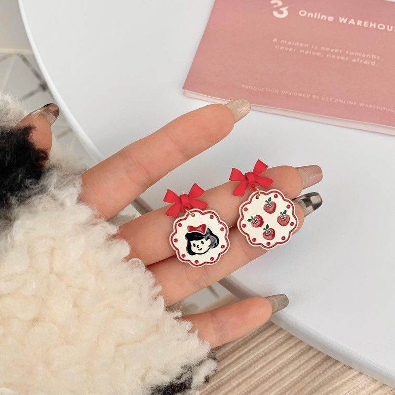 Bông Tai Mạ Bạc 925 Hình Nơ Hoạt Hình