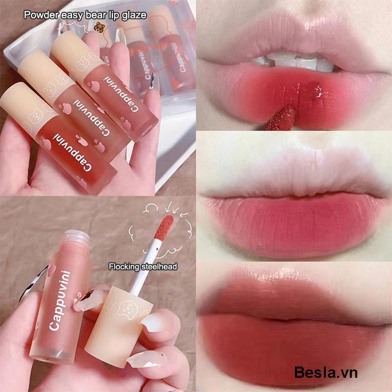 Son kem lì Cappuvini Gấu lên màu cực chuẩn có ảnh shop chụp
