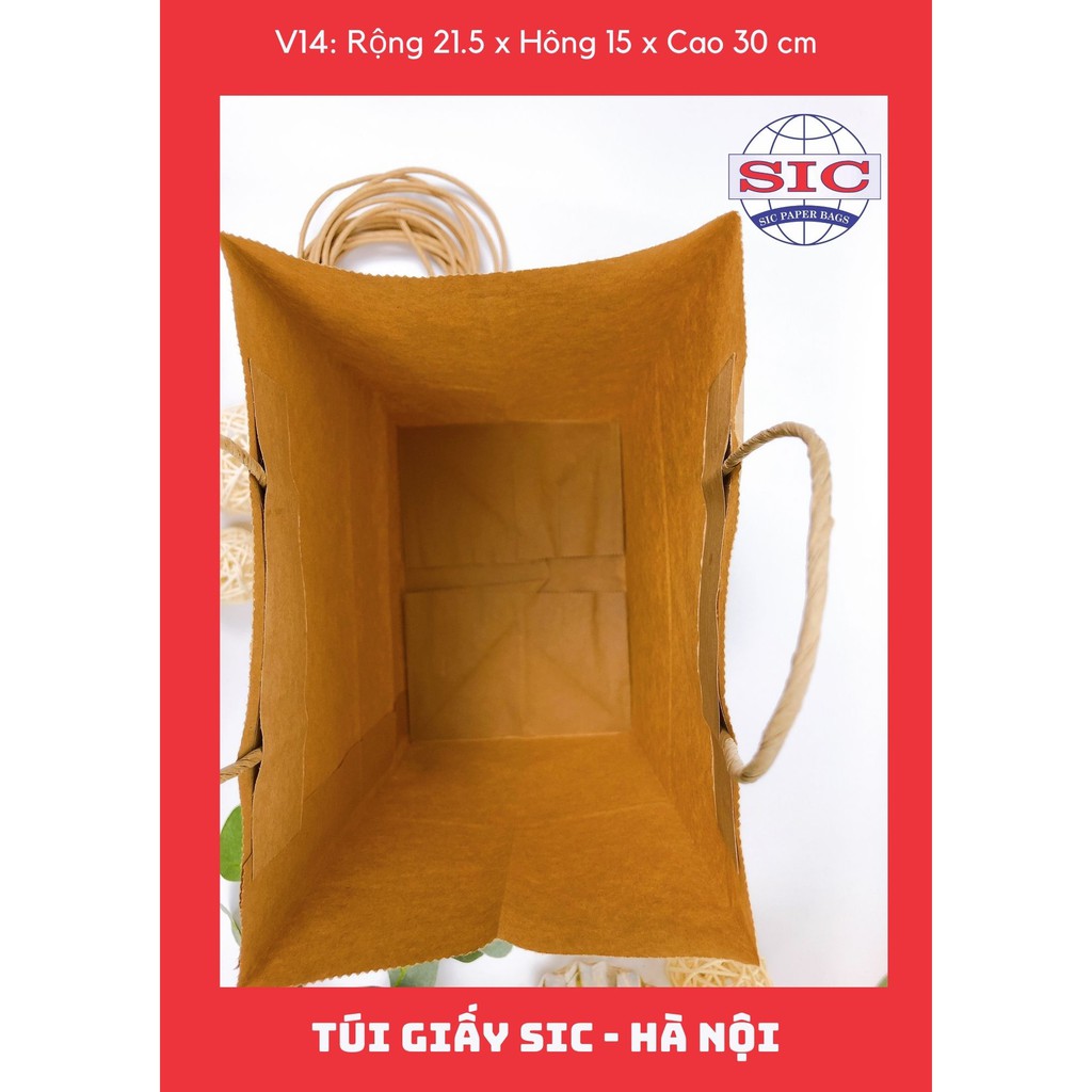 [SET 10 CHIẾC] TÚI GIẤY KRAFT V14: 21.5x15x30 cm CÓ QUAI ( ẢNH THẬT)