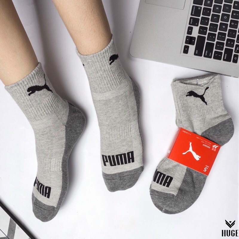 Sét 5 đôi tất nam cổ cao puma hàng VNXK 2 màu ghi và đen