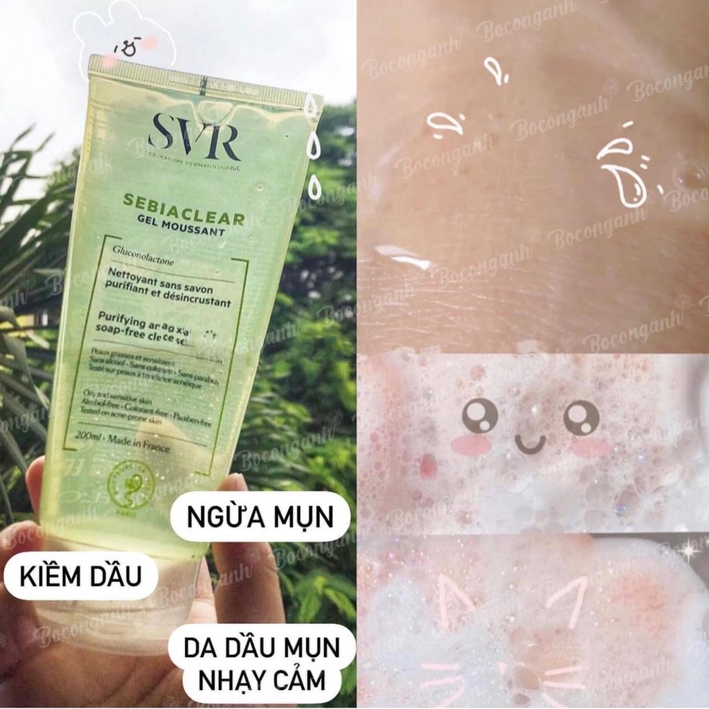 Sữa Rửa Mặt SVR Cho Da Dầu Mụn - SVR Sebiaclear Gel Moussant 55ml-200ml-400ml Loại Bỏ Tế Bào Da Chết
