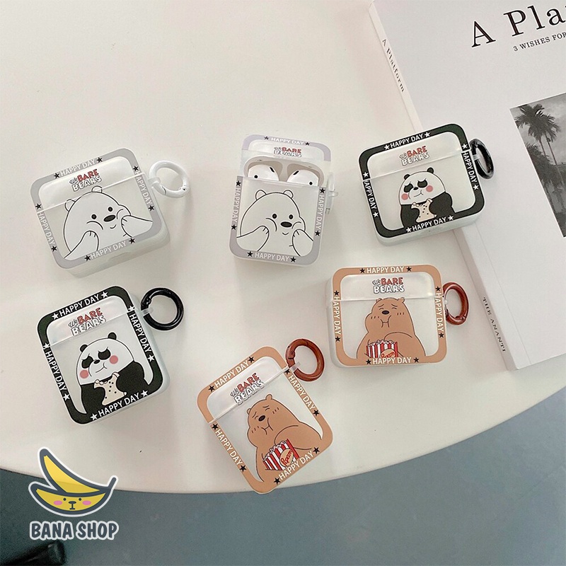 Case vỏ bọc bao hộp sạc bảo vệ tai nghe airpod 1 2 3 Pro hình anh em gấu bare bear Chúng tôi là gấu