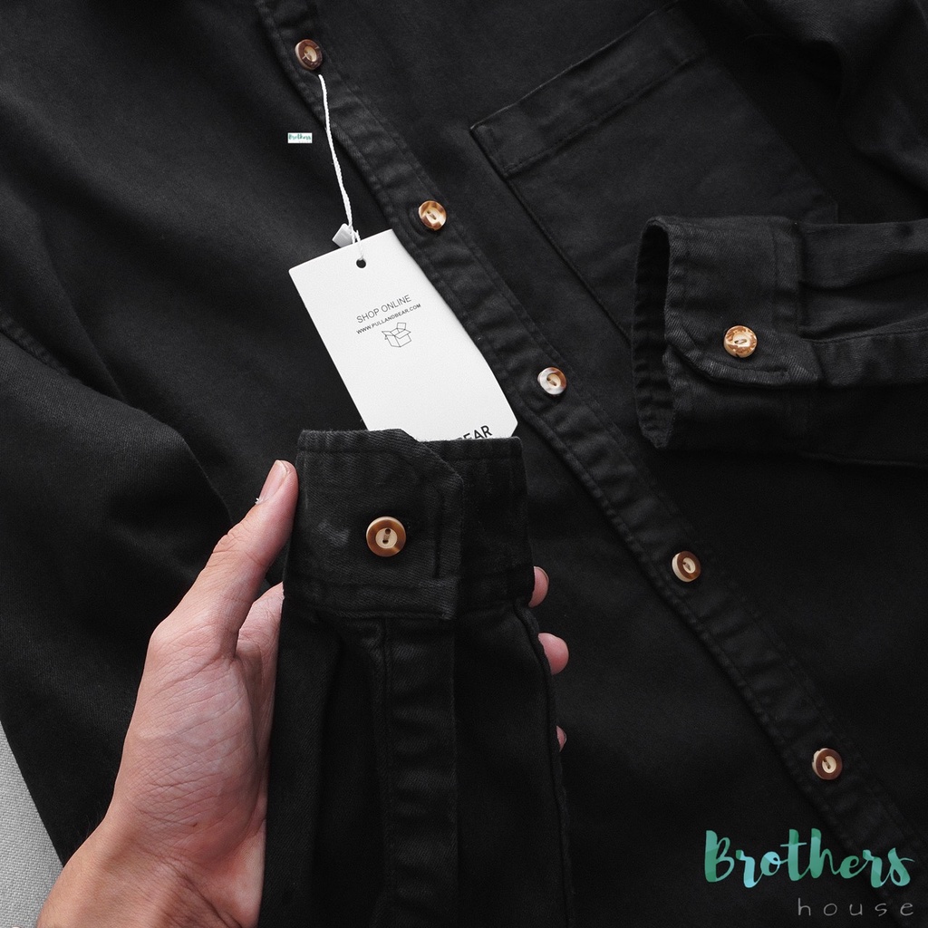 |Chuẩn hãng| Áo sơ mi kaki Pull & Bear co giãn, thoải mái dễ chịu