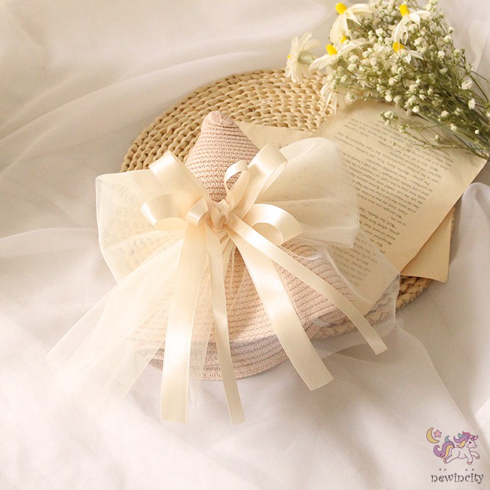 Mũ Cói Đính Nơ Phong Cách Hàn Quốc Xinh Xắn Cho Bé