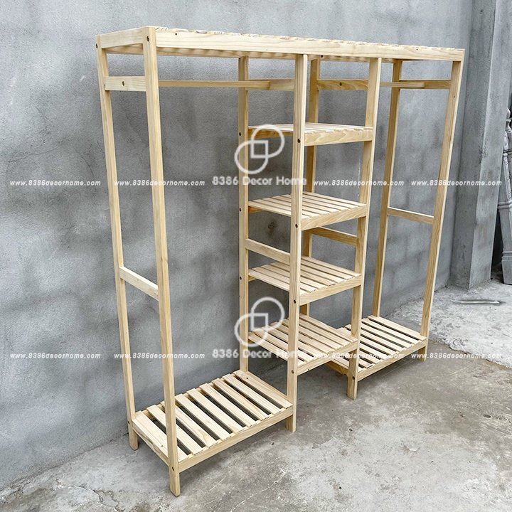 Kệ treo quần áo 3 ngăn màu trắng decor homstay, phòng khách sạn, trang trí, cửa hàng shop quần áo