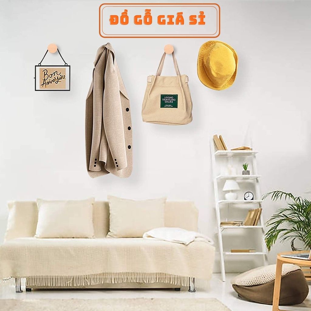 Móc Treo Tường ĐỒ GỖ GIÁ SỈ Hình Nón Đa Năng 100% Gỗ Tự Nhiên Vừa Dán Vừa Khoán Vít, Siêu Chịu Lực