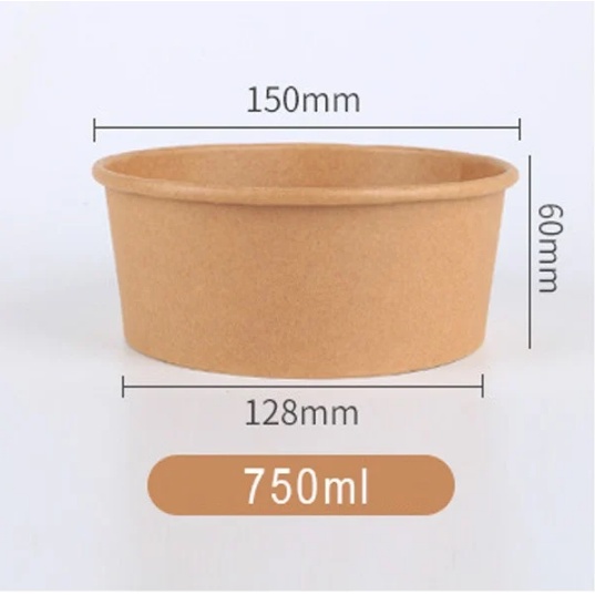 Tô giấy nâu Kraft tròn đựng thức ăn 750ml/1000ml
