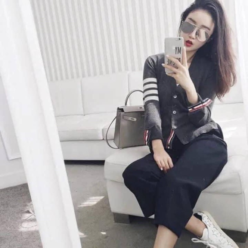 Áo Khoác Len cardigan cài cúc Thom 4 vạch