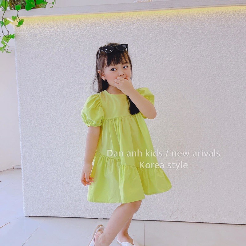 ĐẦM BABY DOLL VÀNG CHANH SUMMER CHO BÉ GÁI