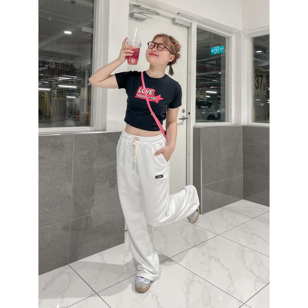 Áo thun croptop tay ngắn 100% cotton The Kim, áo baby tee croptop A184