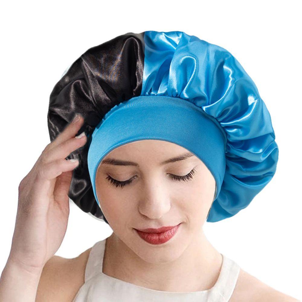 Qqmall Khăn Tắm Turban Lụa Satin Ghép Mảnh Thanh Lịch Vintage Hàn Quốc Cho Nữ