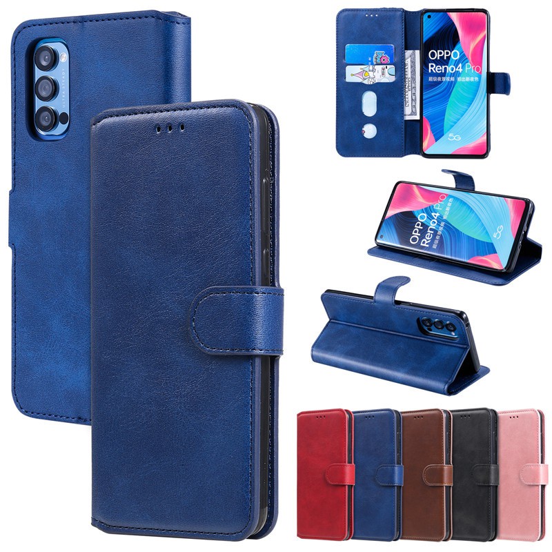 Bao Da Pu Nắp Gập Từ Tính Kiểu Ví Cho Oppo A54 5g A53S 5g A55 5g A74 5g A92S A53 5g A94 4g A94 5g A95 5g A54 4g Đứng