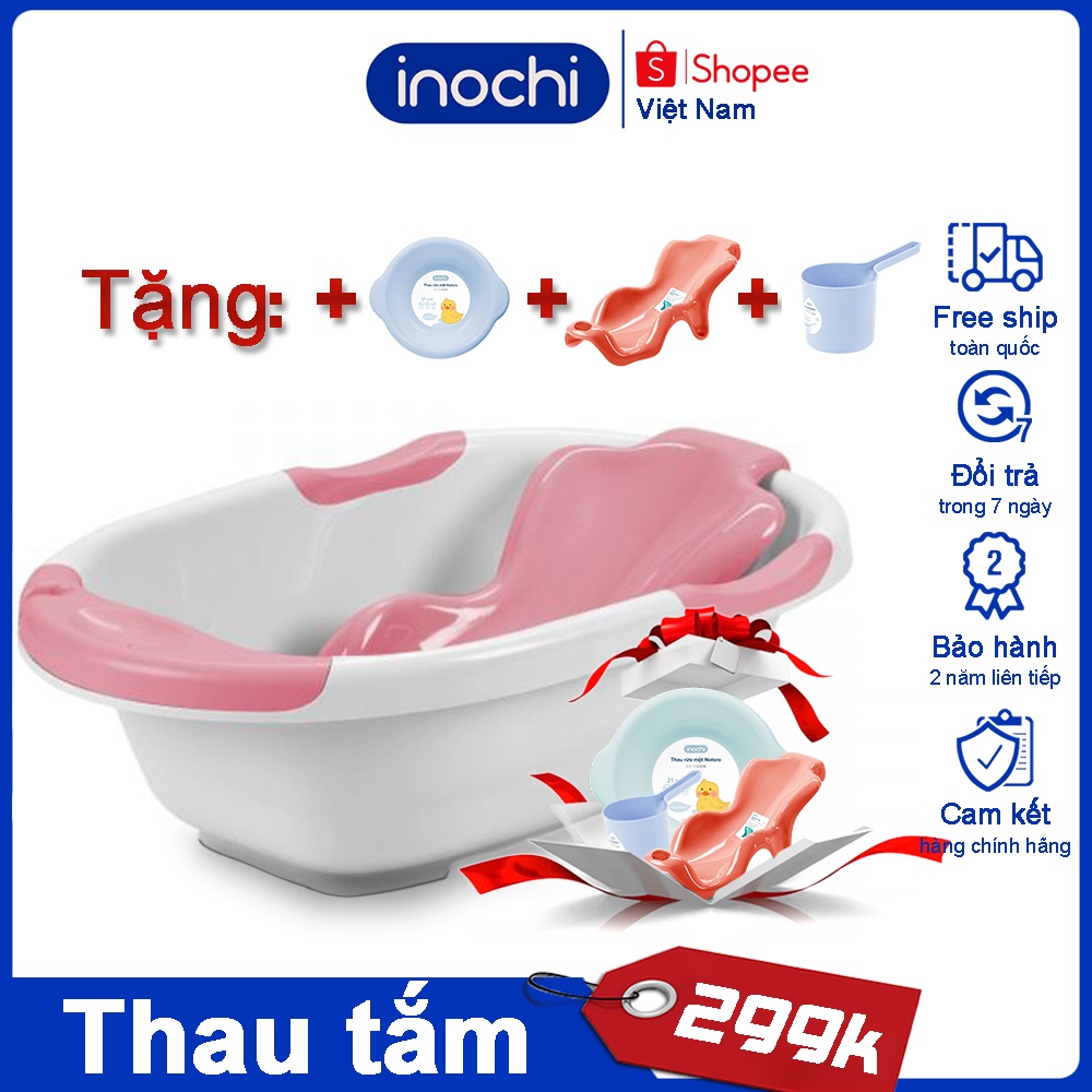 Chậu tắm cho bé Thau tắm kèm tựa cho bé notoro plus inochi cao cấp