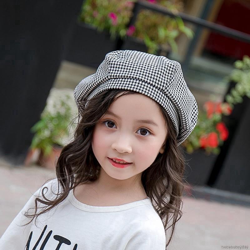 My Baby  Nón Beret Họa Tiết Ca Rô Phong Cách Cổ Điển Xinh Xắn Dành Cho Các Bé