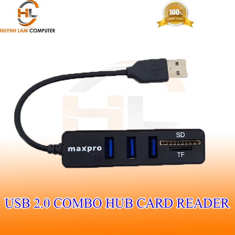 Hub USB 2.0 3 cổng + Đầu đọc thẻ cho SD TF