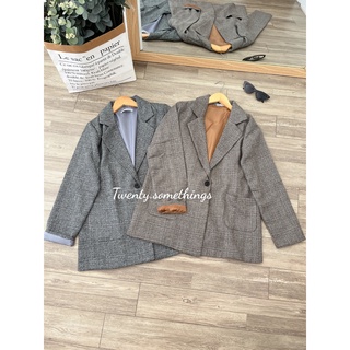 Áo Blazer Kẻ 2 Lớp 1 Cúc (ảnh thật/sẵn/video)