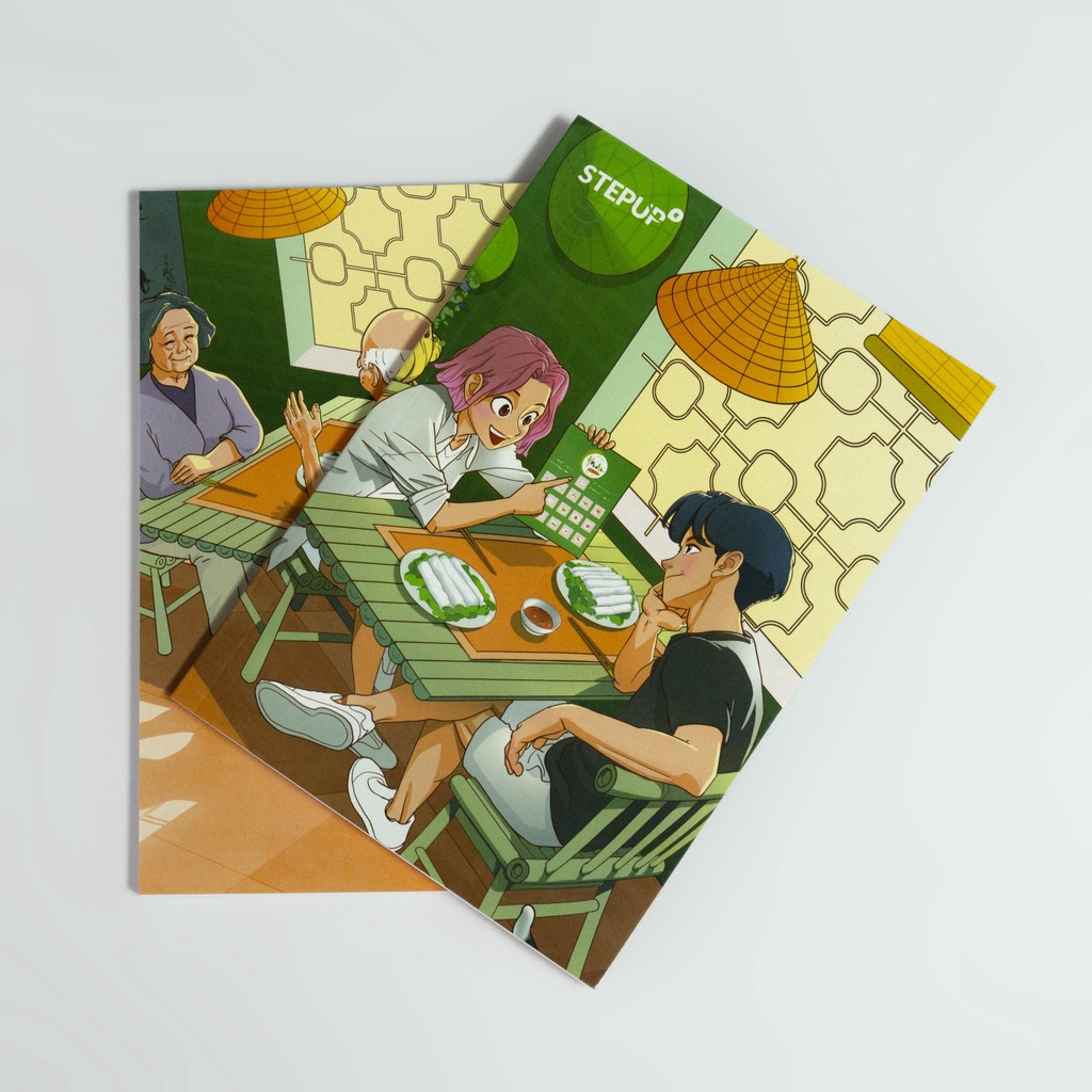 Sổ tay ghi chép Step Up English - 80 trang khổ A5 in hình cute