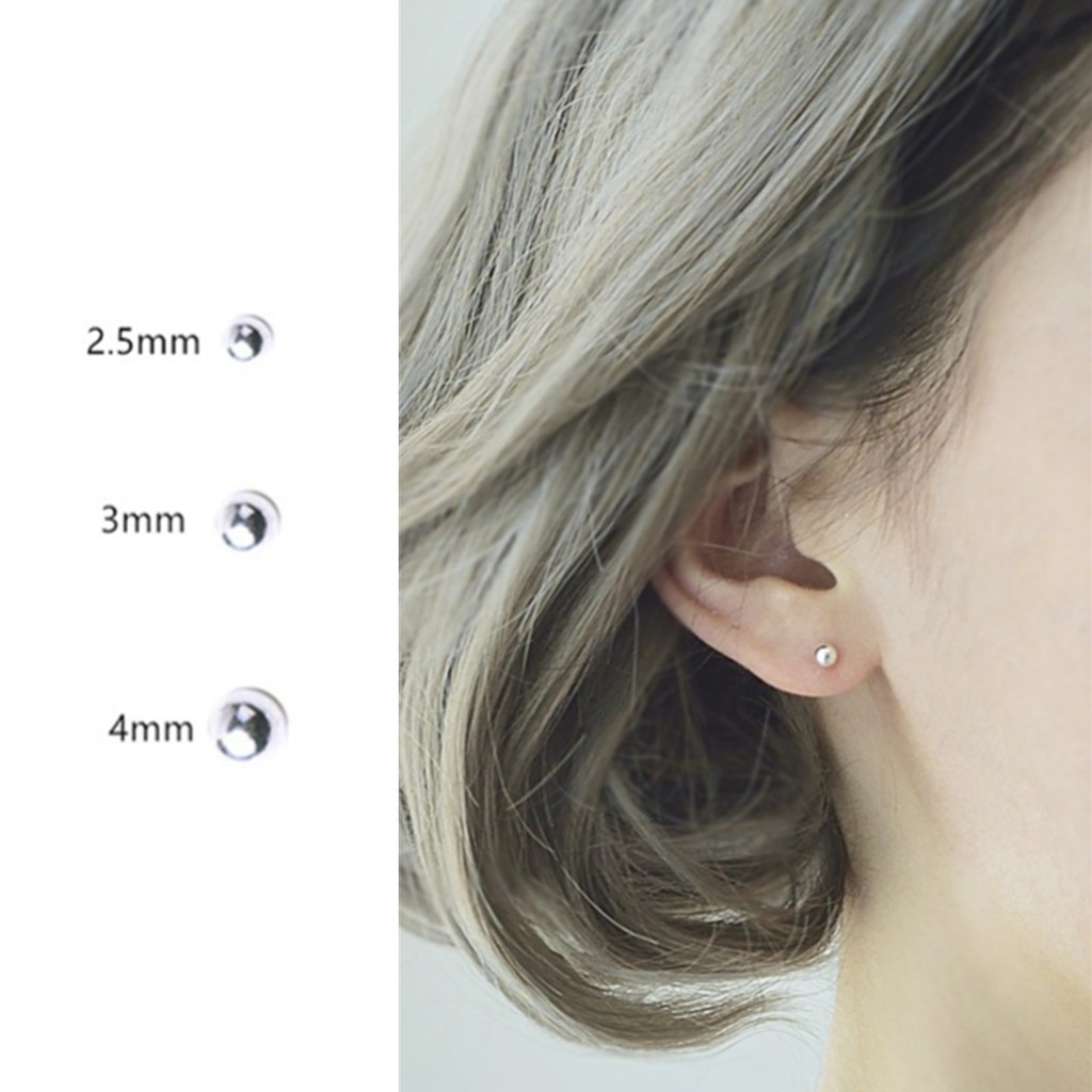 Bông tai bạc A04 đính hạt phong cách đơn giản dễ thương cho nữ