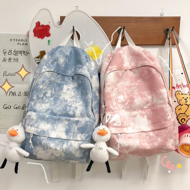 Ba Lô Họa Tiết Màu Loang Độc Đáo Phong Cách Retro