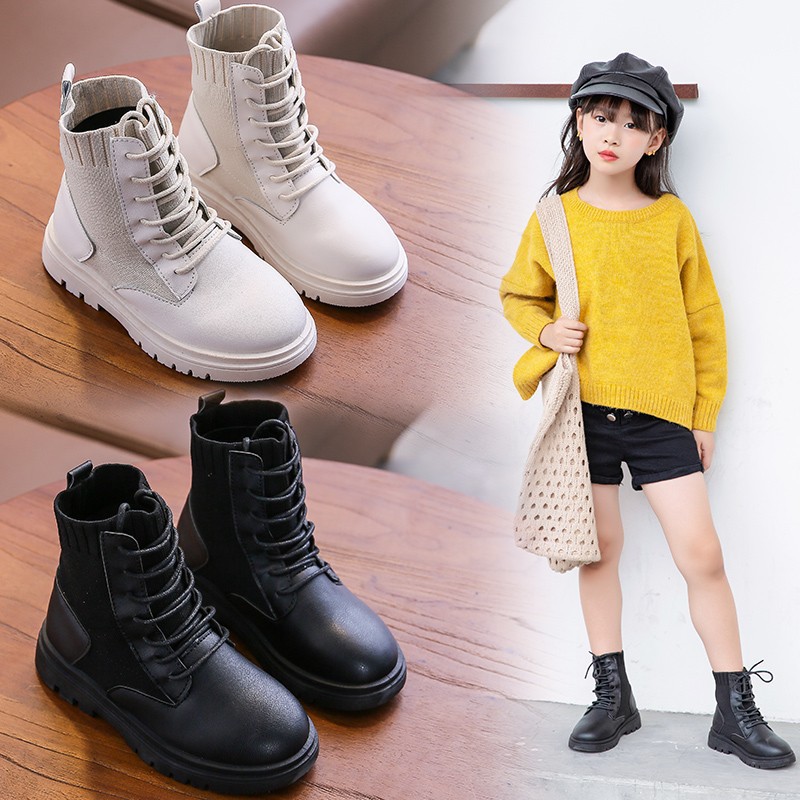 Giày boots Martin chống trượt thoáng khí phong cách thời trang Hàn Quốc dành cho bé