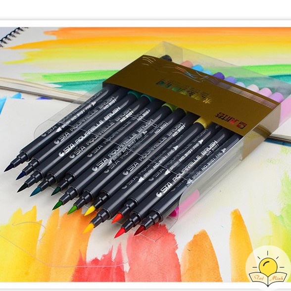 Bút brush 2 đầu gồm 1 đầu lông mềm + 1 đầu fine b01 nhiều màu tuệ minh - ảnh sản phẩm 5
