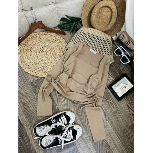 [ Xả kho 3 ngày ] Áo thun lụa OFF tay dài khoét ngực xinh GB05106