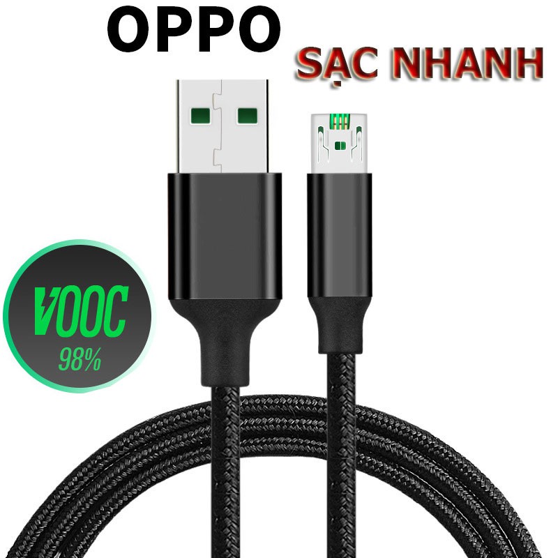 Cáp Sạc Nhanh VOOC OPPO 4.0 - dùng cho cac dong ĐT Oppo F3, Find 7,  R7s, R7 Plus, R9.....dây dù chống rối rất chắc chắn