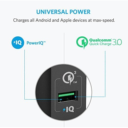 Sạc Anker Quick Charge 3.0, Anker 18W USB Wall Charger (Quick Charge 2.0 Compatible) PowerPort+ 1