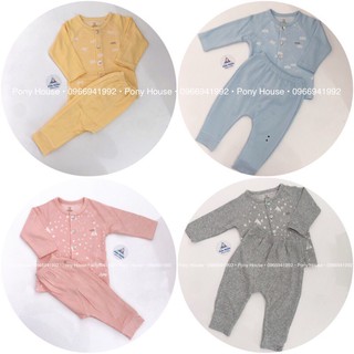 Bộ Quần Áo Dài Tay Nous Cài Thẳng Vải Nu Velours nỉ Size Cho Bé Từ 0-3 Tháng đến 9-12 tháng (0M-12M)